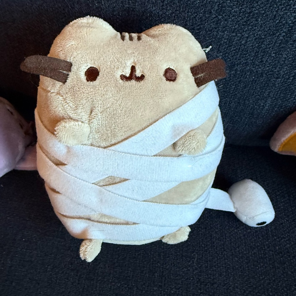 Bundle of Halloween Gund Pusheen cat purple bats and Mummy Cat and Witch Plushes - Picture 3 of 8